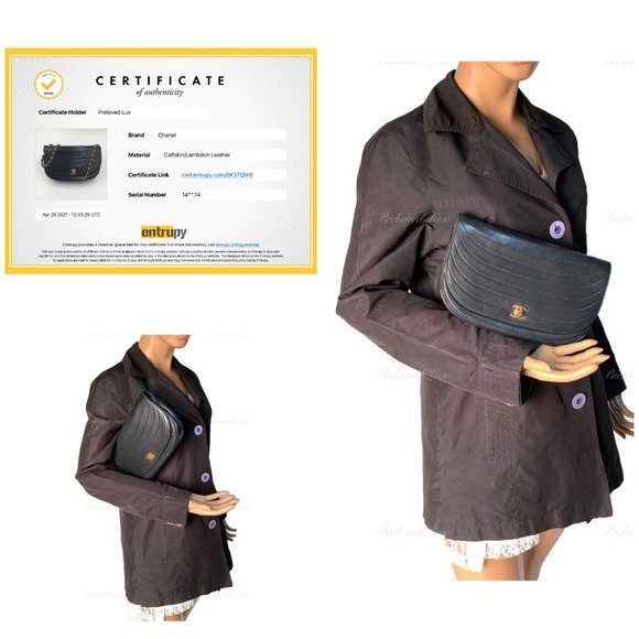 ❗️Sold❗️ CHANEL Vintage Lambskin Half Moon Flap Bag black/gold hardware - Picture 17 of 17